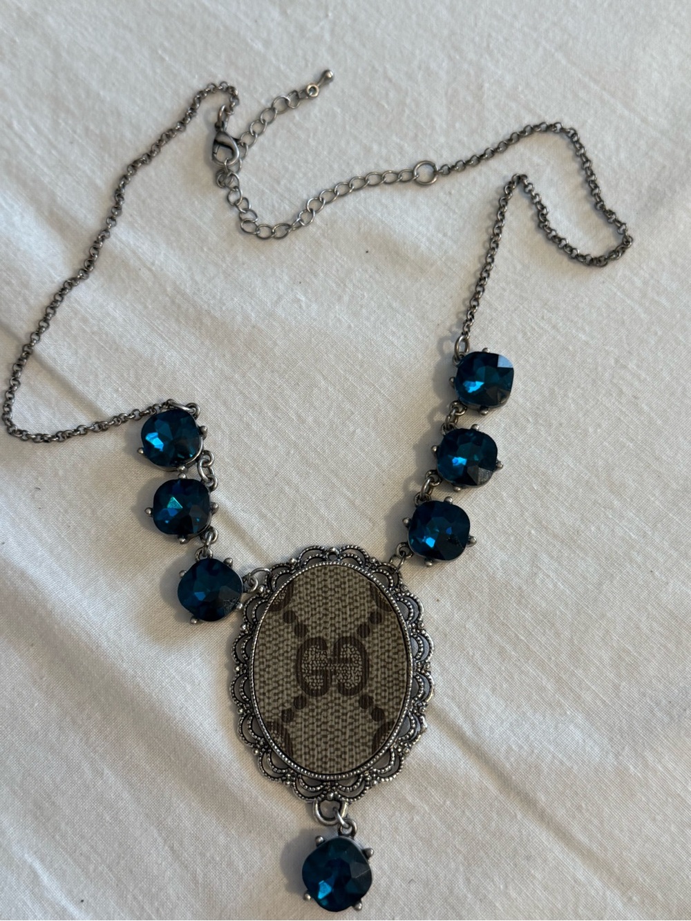 Designer-Inspired Blue Crystal Pendant Necklace
